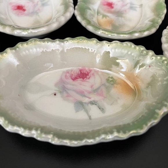 Antique Leuchtenburg Porcelain Celery Serving Saucers Made in Germany Set of 5 - Picture 3 of 4